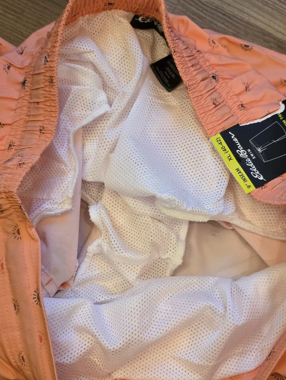 🔹️NWT Eddie Bauer Coral Neon Sun Print Quick Dry Swim Shorts Men's XLarge